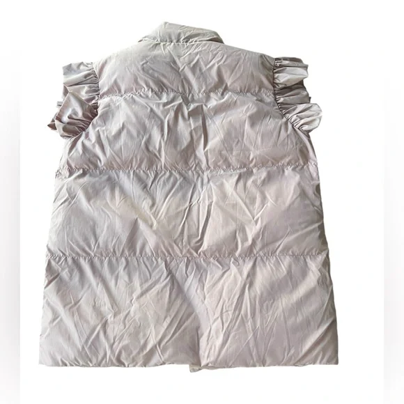 Bucket List Dusty Pink Ruffle Sleeve Oversized Puffer Vest size M - Picture 7 of 12